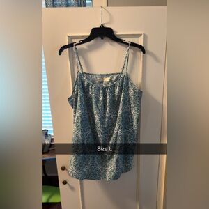 Blue Patterned Sleeveless Top